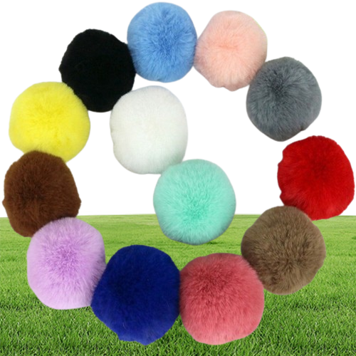 Artificial Rabbit Fur Ball Plush Fuzzy Fur Key Chain Ball Keychain Car Bag Keychain Key Ring Pendant Jewelry with Ring sxjun26534135