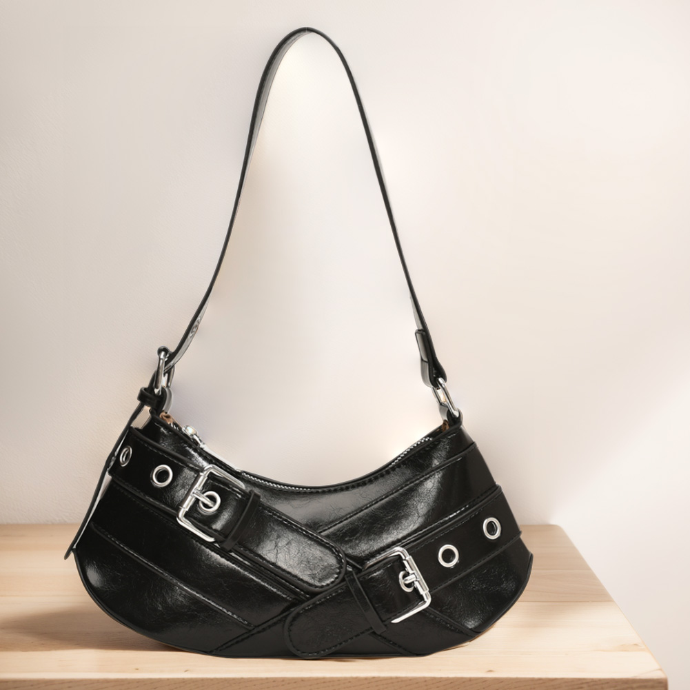 Vintage Clutch Purse Women PU Leather Punk Crossbody Bag Adjustable Strap Underarm Bag Armpit Bag for Vacation Travel Commuting