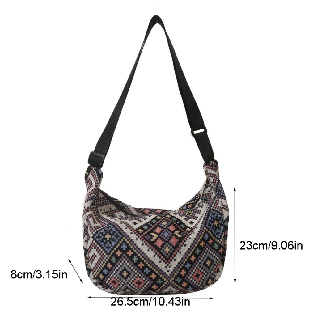 Large Capacity Ethnic Style Shoulder Bag Bohemian Korean Style Canvas Crossbody Bag Phone Bag Small Square Bag