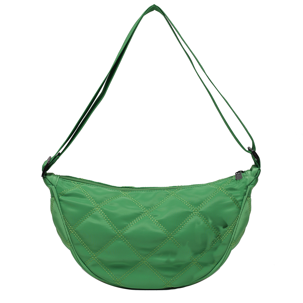 Women Half Moon Bag Lightweight Quilted Shoulder Purse Adjustable Strap Padded Crossbody Bag Versatile Winter Shopper Bag