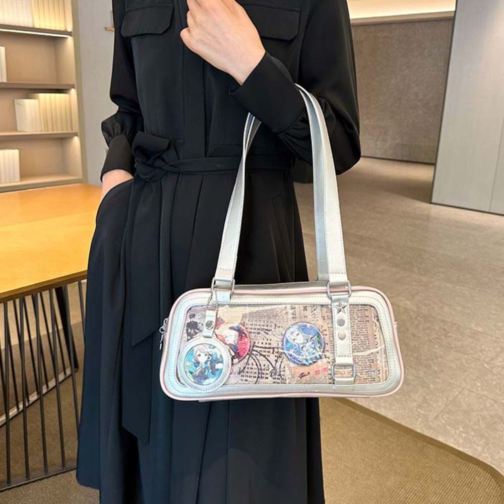 Casual Single Badge Itabag Simple Itabag PU Idol Merchandise Storage Transparent Pocket Mini Korean Style Shoulder Bag Women