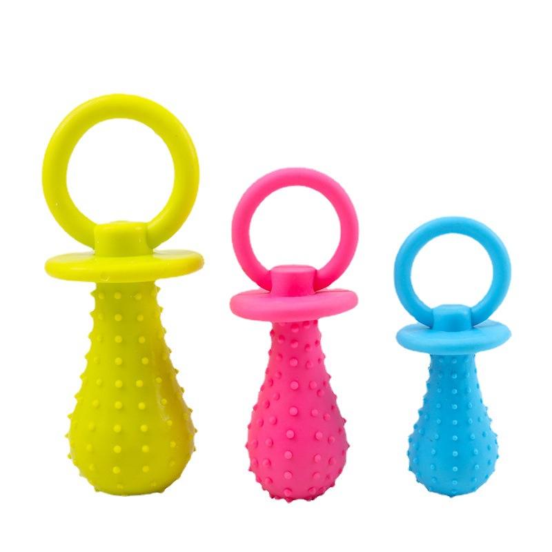 Newly Designed Wholesale Pet Supplies TPR Candy Colored Tear-Resistant Bite Soothing Pacifier Chew Toys