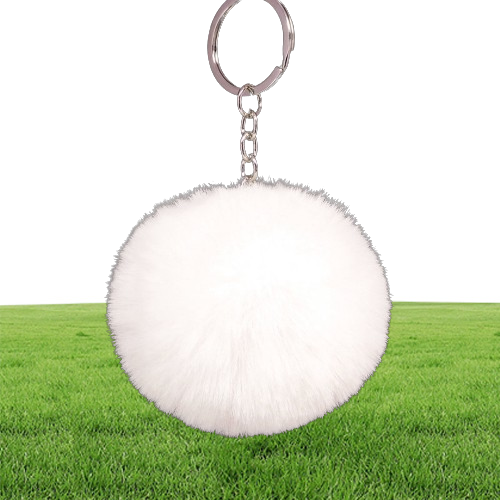Artificial Rabbit Fur Ball Plush Fuzzy Fur Key Chain Ball Keychain Car Bag Keychain Key Ring Pendant Jewelry with Ring sxjun26534135