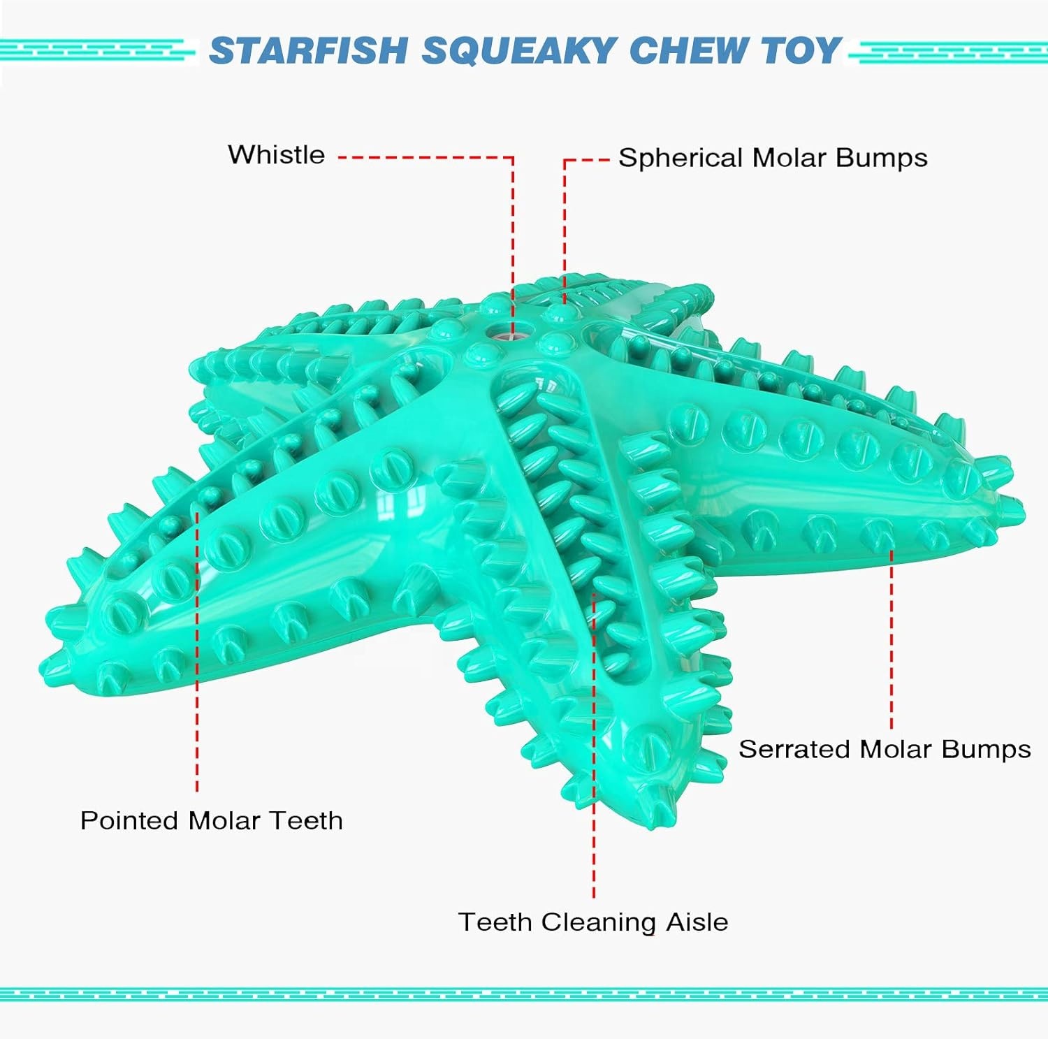 OF New Design Starfish Dog Tooth Brush Teeth Cleaning Toy Dog Chew Toys Squeaky Dog Toys