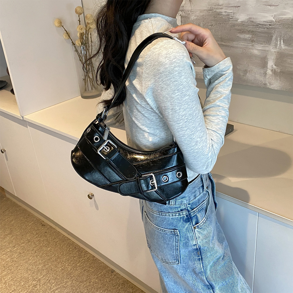 Vintage Clutch Purse Women PU Leather Punk Crossbody Bag Adjustable Strap Underarm Bag Armpit Bag for Vacation Travel Commuting