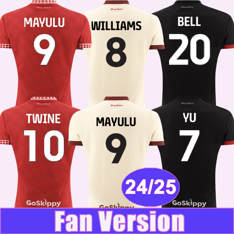 24 25 KNIGHT BELL Mens Soccer Jerseys PRING NAISMITH ATKINSON BIRD WILLIAMS MAYULU TWINE MEHMETI Home Away 3rd Football Shirts Uniforms