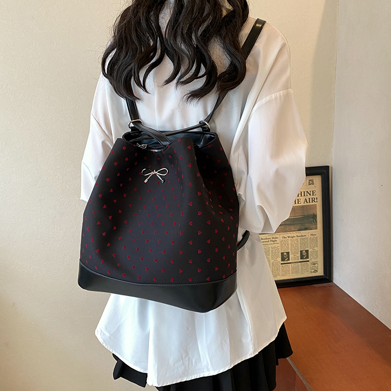Women Casual Messenger Bag Multi-Functional Stylish Crossbody Bag Adjustable Strap Polka Dot Bucket Bag Outdoor Travel Bag