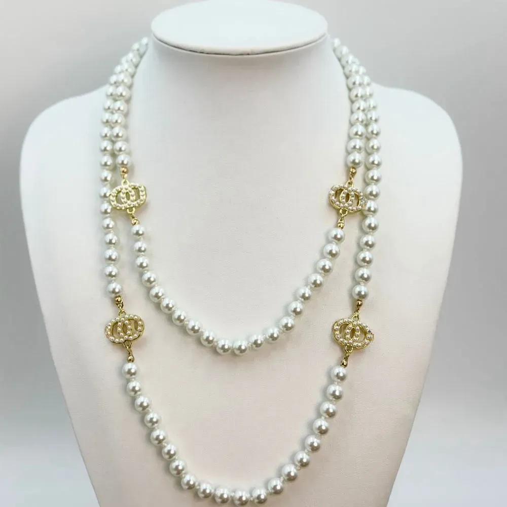 Designer necklace Sweater chain Pearl Necklaces for Women Design Jewelry Necklaces Choker Wedding Jewelry Love Gifts Christmas gifts
