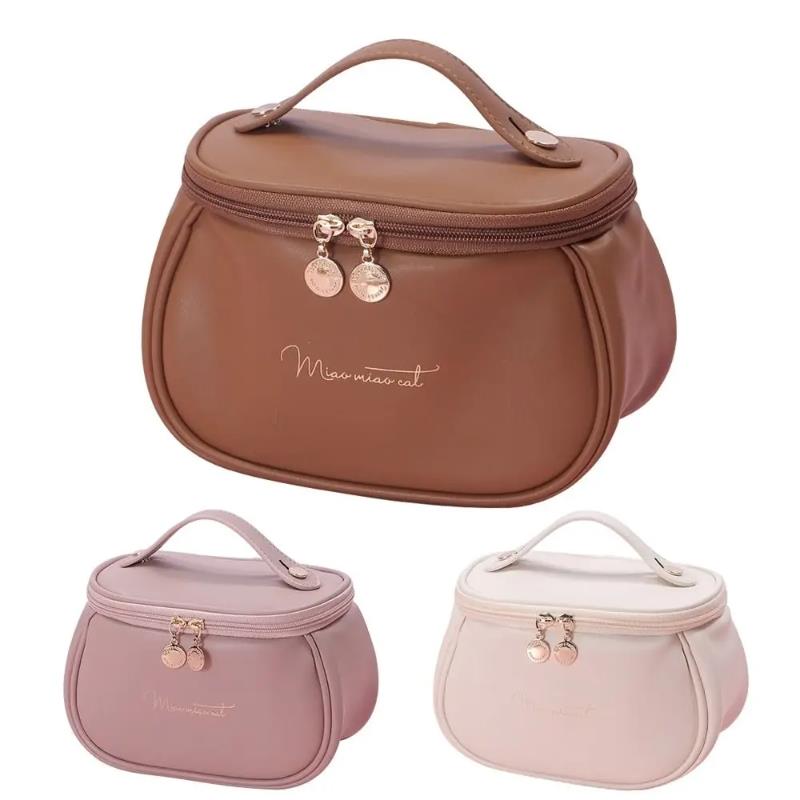 Popular Organizer PU Leather Cosmetic Cases Wash Pouch Makeup Brush Bag Storage Bags Toiletry