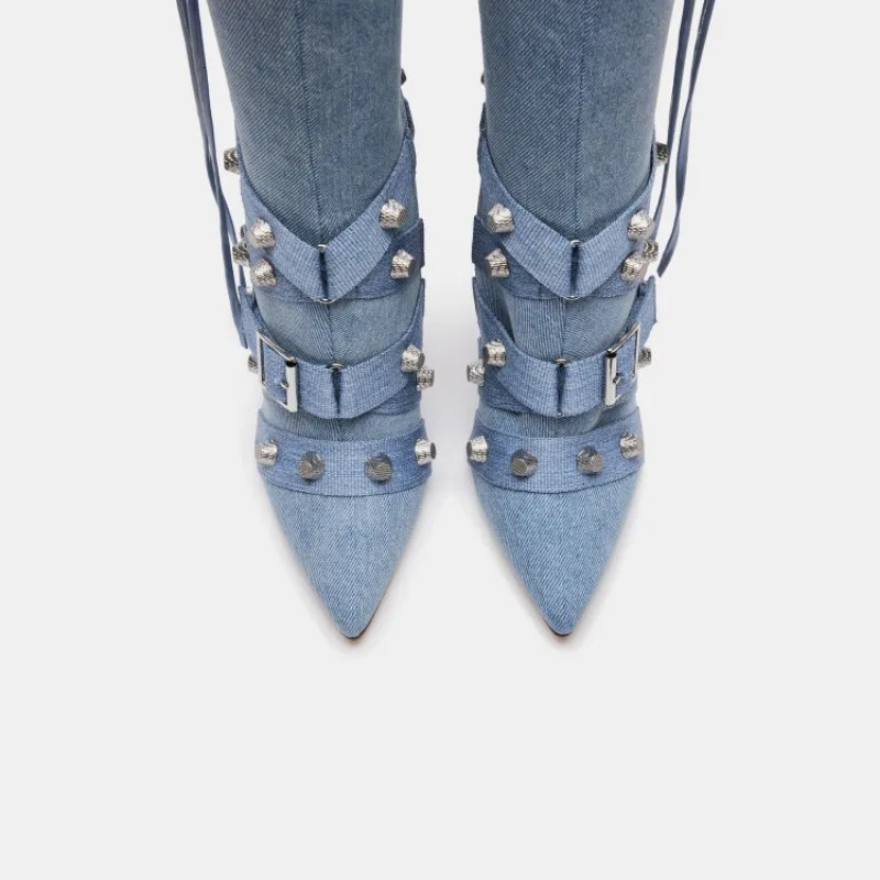 Autumn Winter European And American Style Rivet Motorcycle Women's Sexy Nightclub Spicy Girl Zipper Boots