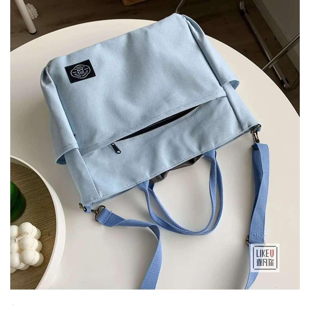 Japanese Multi-pocket Handbag Large-capacity Canvas Tote Simple School lady bag One-shoulder Men's and Women's Messenger Bag