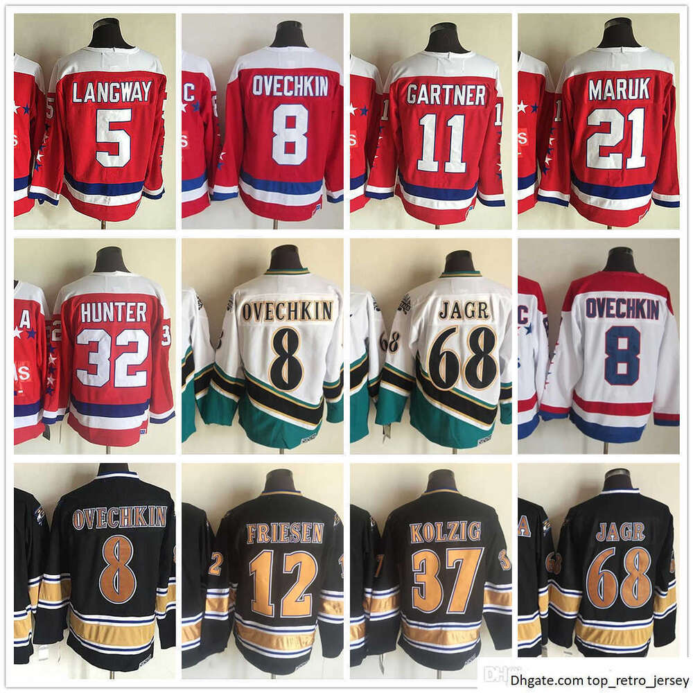 1974-1999 Movie Retro CCM Hockey Jersey Embroidery 8 Alex Ovechkin 5 Rod Langway 11 Mike Gartner 21 Dennis Maruk 12 Jeff Friesen 37 Kolzig 32 Dale Hunter Vintage Jerseys