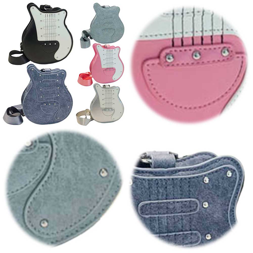 Guitar Shaped Fashion Shoulder Bag Large Capacity PU Trendy Sling Bag Adjustable Strap Novelty Crossbody Bag for Women Girls