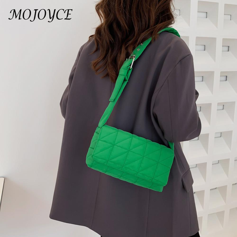 Fashion Female Handbag Solid Color Designer Padded Quilted Crossbody Bag Belt Buckle Women Crossbody Purse Portable Travel