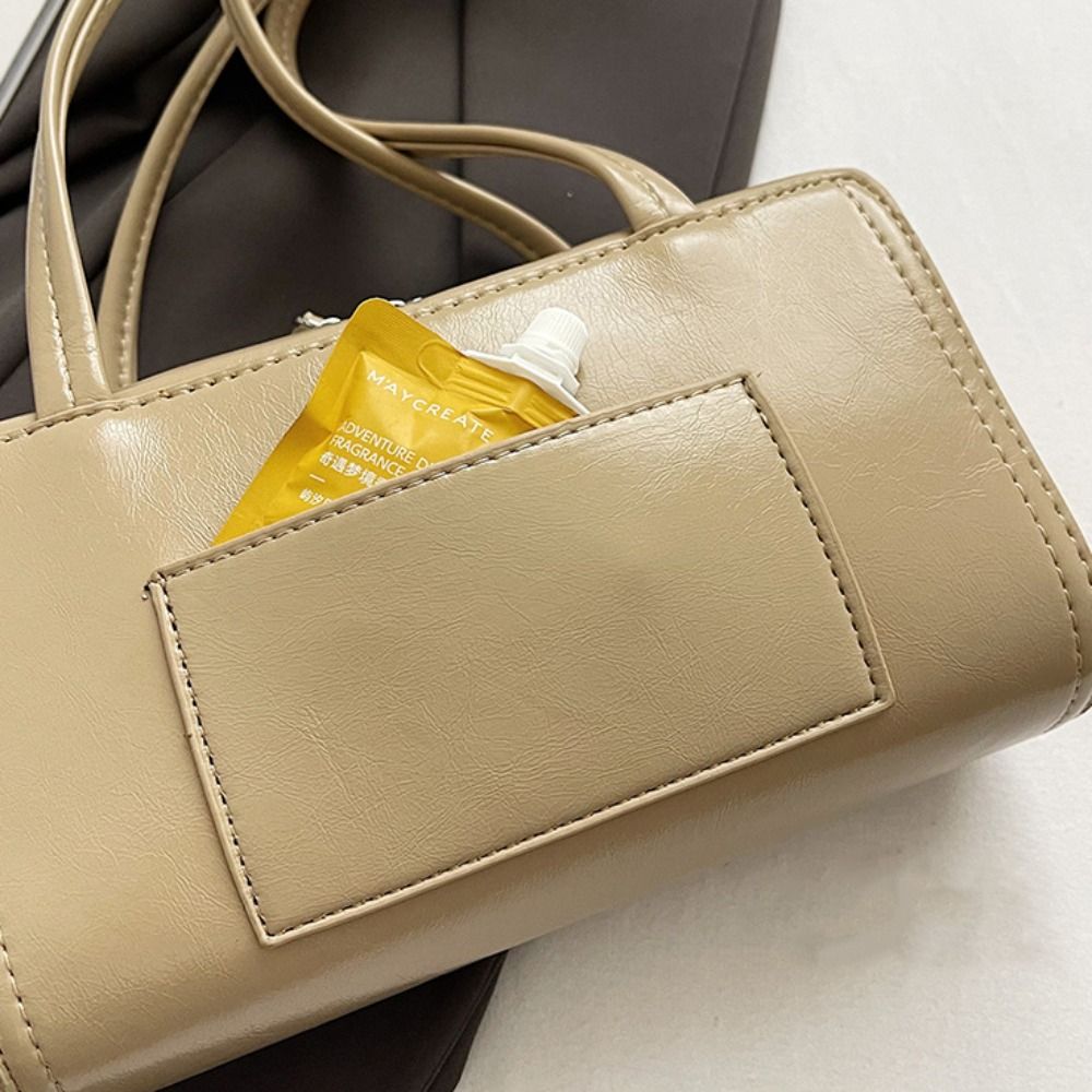 Fashion PU Leather PU Bowling Bag Solid Color Handbag Small Square Bag Korean Style Earphone Bag Shoulder Bag Girls/Female