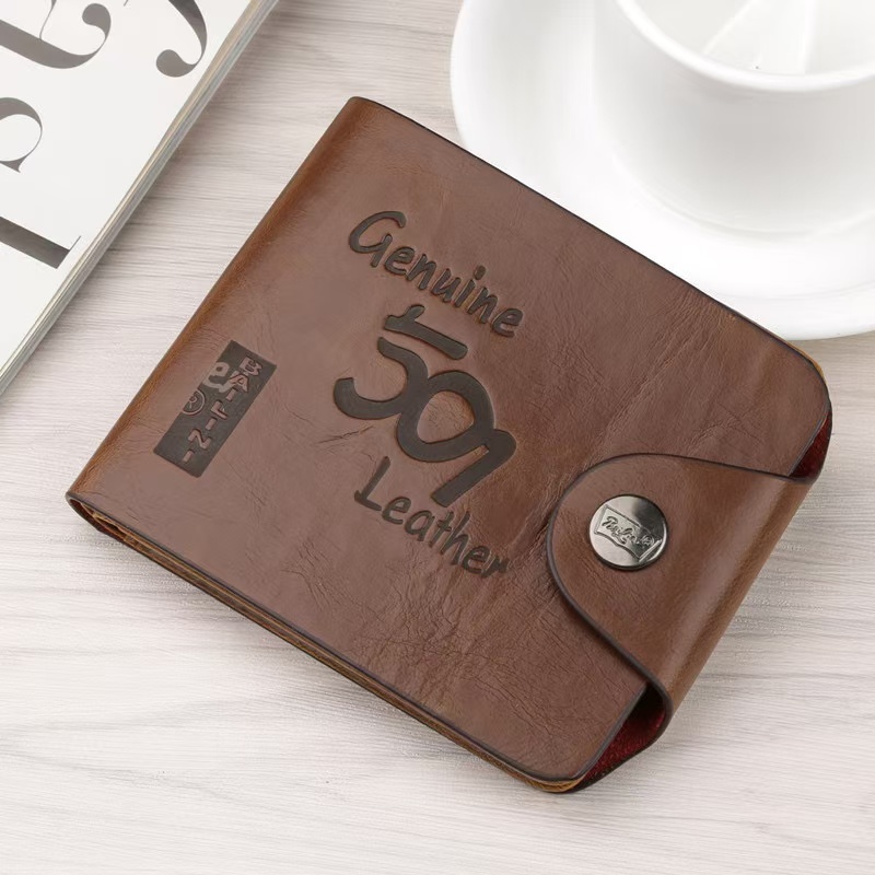 New Male Designer Hunter Large Capacity Leather Wallet With BuckleTrendy Horizontal Style For Young And Middle-aged Students