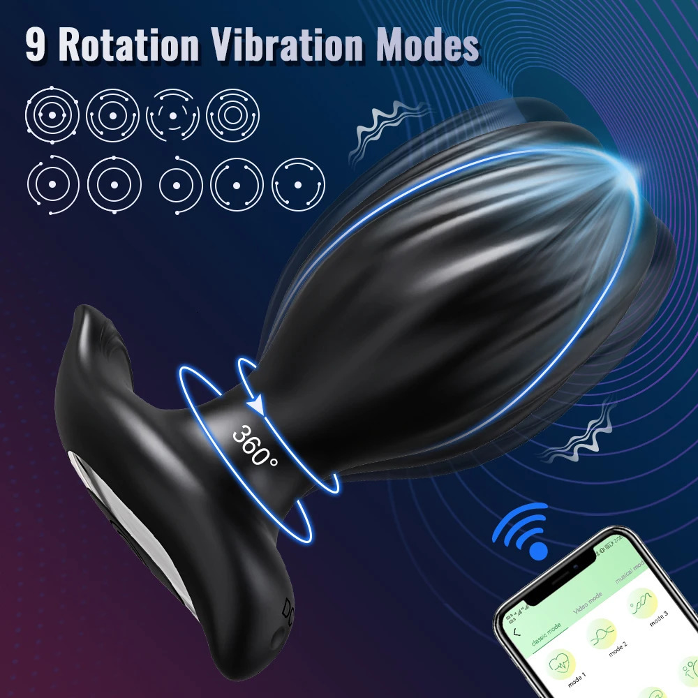 360° Rotation APP Bluetooth Anal Plug Vibrator for Men Swing Butt Male Prostate Massager Adult Goods Sex Toys Women 240403