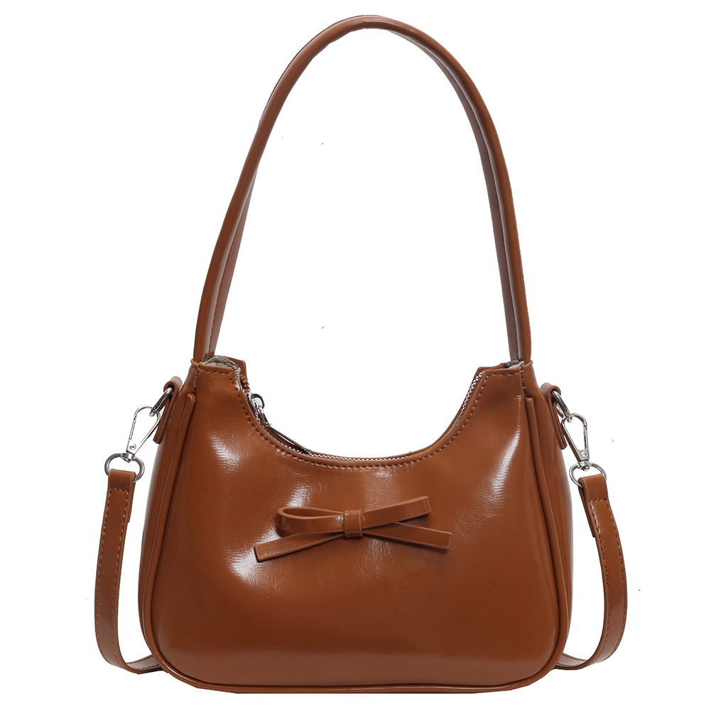 Shoulder Bag Women PU Leather Zipper Crossbody Bag Solid Color Crescent Bag Clutch Purse for Work Travel Shopping