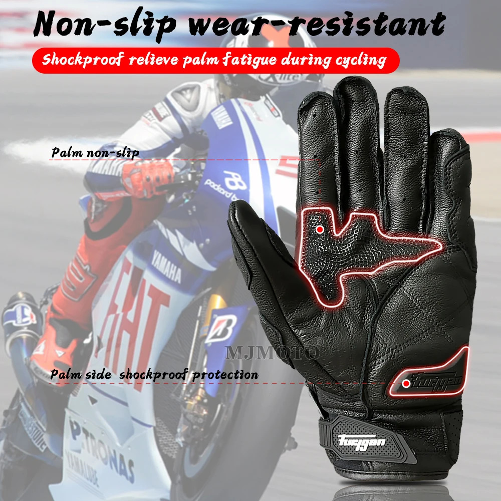 Furygan AFS-6 Motorcycle Leather Gloves Carbon Fiber Protective Gloves Men Motocross Motorbike Glove Racing Riding Gloves Black 241107