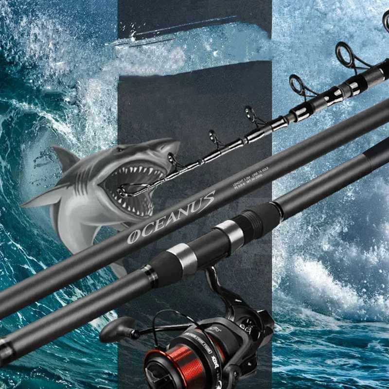 Caen fiber optic rotating fishing rod 2.1m/2.4m ultra light 5/6/7/8 section Tescopic long-distance handheld seawater bait 30g-200g W241108