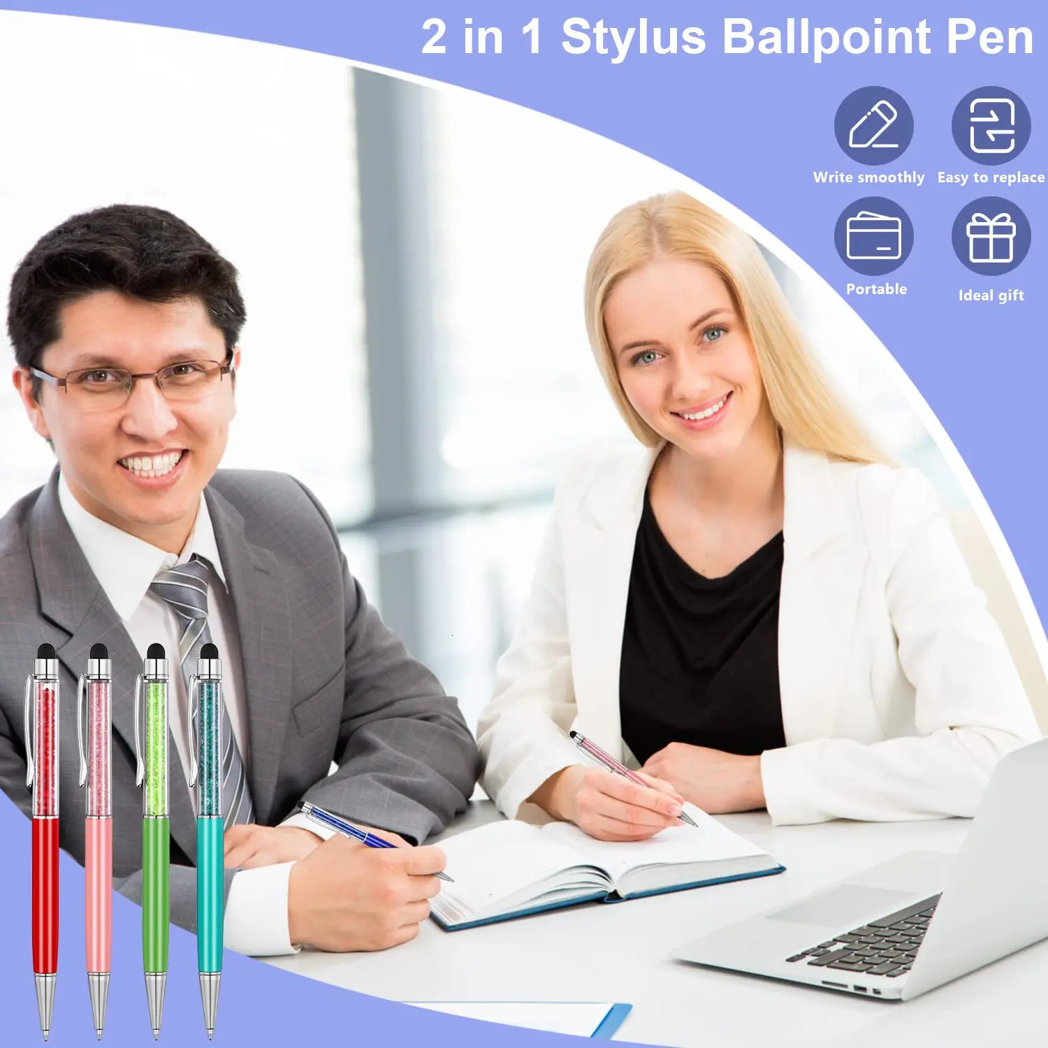 60Pcs Crystal Dot Pen Bulk Shiny 2 in 1 Ultra thin Crystal Diamond Screen Pen Black gel Ink Dot Flash Pen 241106
