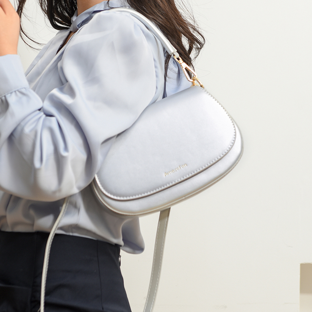 Women PU Stylish Armpit Bag Adjustable Strap Trendy Shoulder Handbag Solid Color Stylish Crossbody Bag Simple Satchel Purse