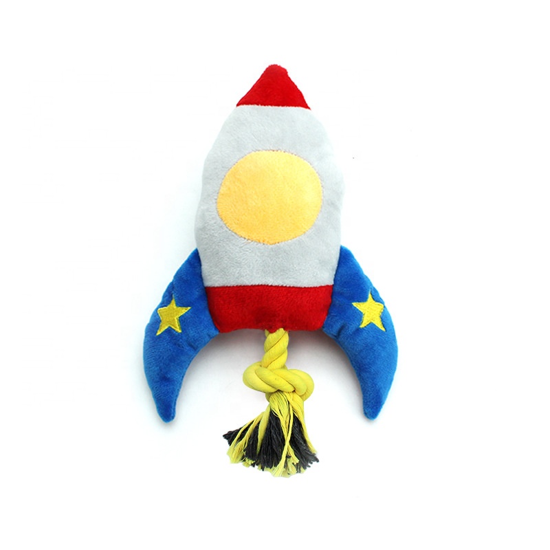 Creative Self-Indulging Rocket Sound Throw Toy for Small Dogs Teething Rope Made of Nylon and Plush Pet Supplies