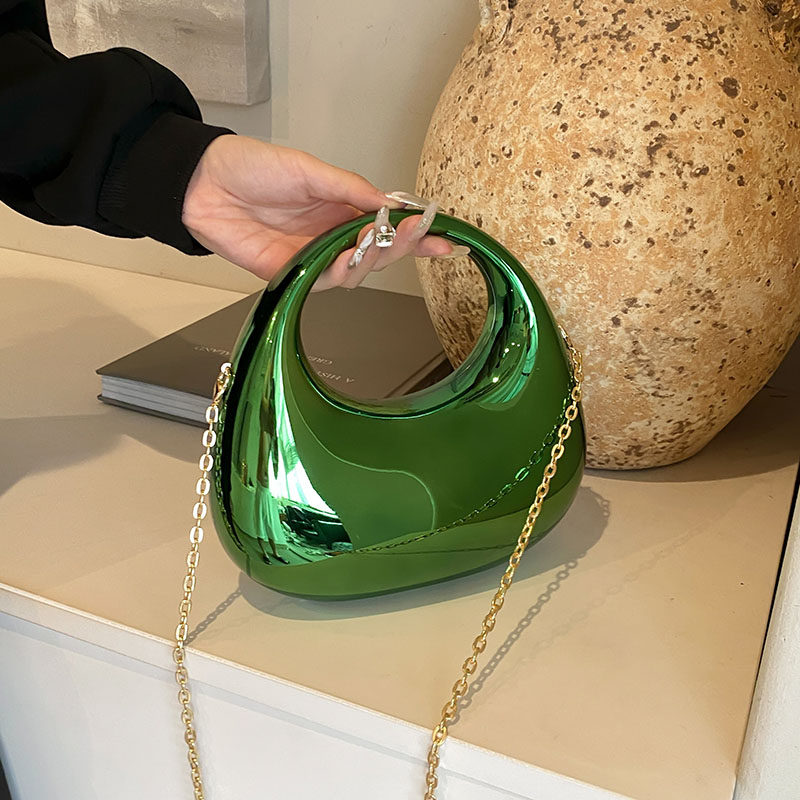 Acrylic Tote Hobo Bag Y2k Crossbody Bag with Detachable Chain Strap Shoulder Bag Moon Shape for Women Wedding Cocktail Party