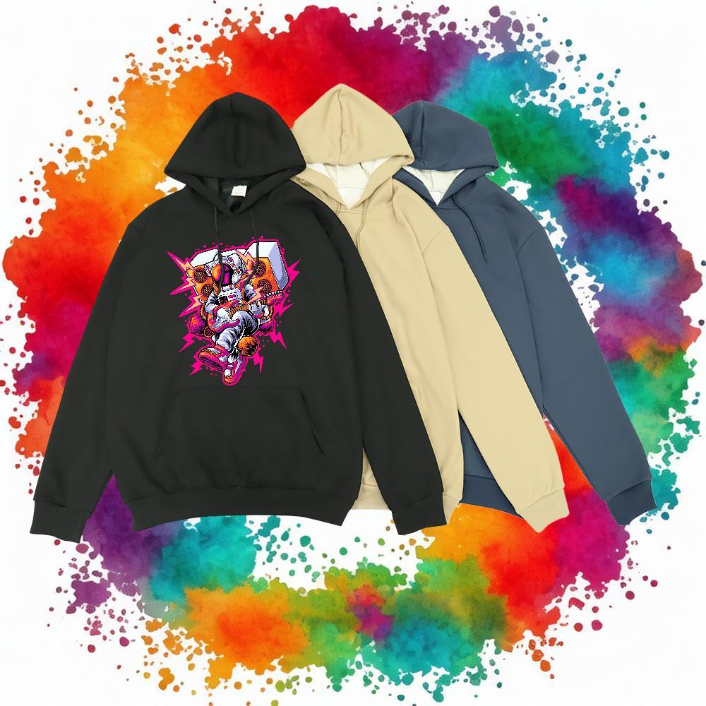 Custom Hoodie Men Hooded Collar Long Sleeve Loose Men Clothes Hoodie Cartoon Print Tops Casual Cotton 350g