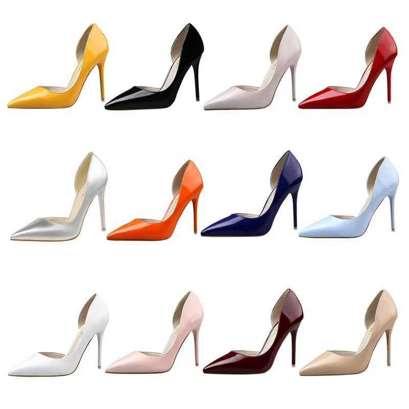 Wen Party 7.5cm 10.5cm High H Patent Leather Pump Womens Fine Line Low H Scarf Cutting Elegant Orange Red Shoes Y250319