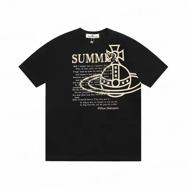 Viviennen Westwood Wood Shirt Men's T-Shir T Wood T-Shirt Brand Clothing Men Women Summer Shirt With Letters Cotton Jersey High Quality Tops Fe8