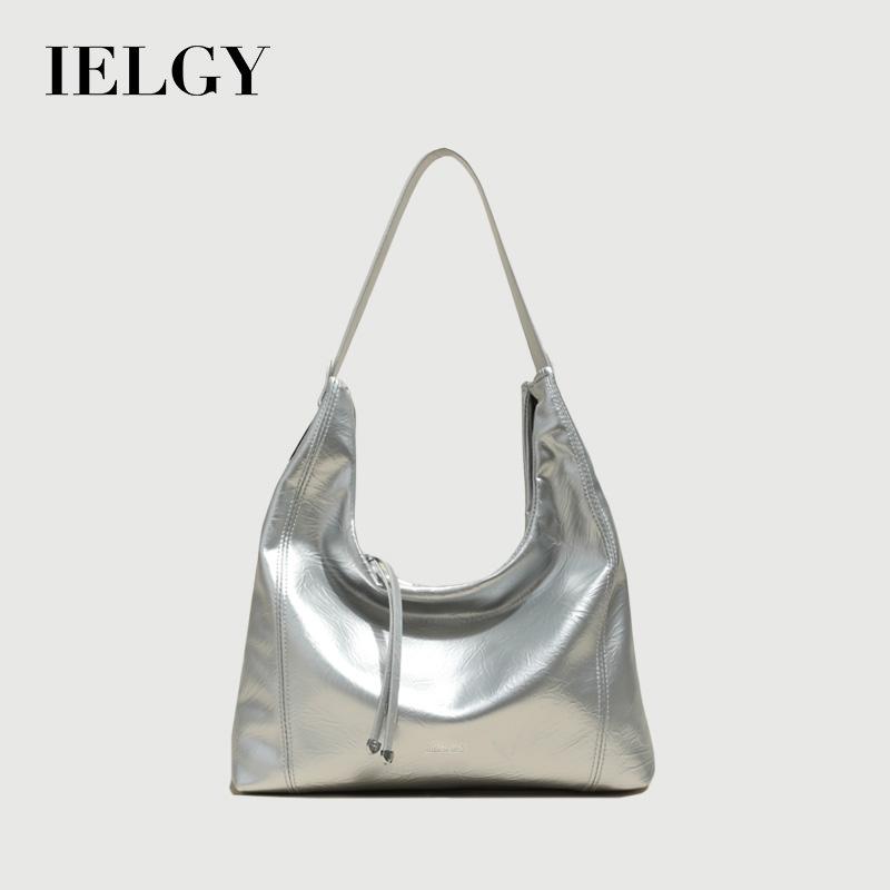 IELGY Ladies' Handheld Shoulder Bag Silver Underarm Bag Fashion Large Capacity Tote Bag