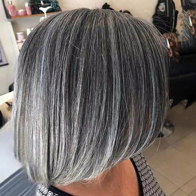 Coolest ideas wavy lob gray 100human blending with rose brown tint for dark hair unexpeceted combination plays with highlights and money pieces gluele