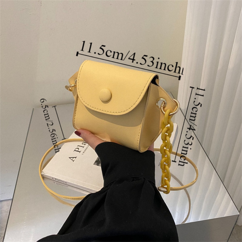 Portable Square Mini Handbag Solid Color Fashion Chain Crossbody Bag All-match Cute Crossbody Sling Bag Outdoor