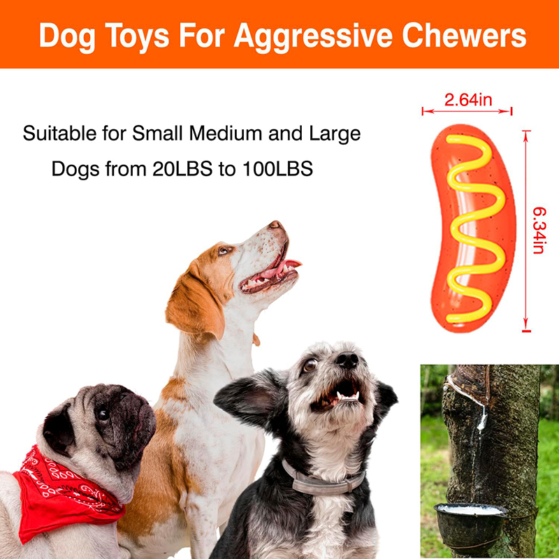 Dog Accessories Tough Pet Chew Toys, Hot Dog Shape TPR Material Pet Chews Toys Squeaky Rubber Dog Toy for Stimulating Pet Dental
