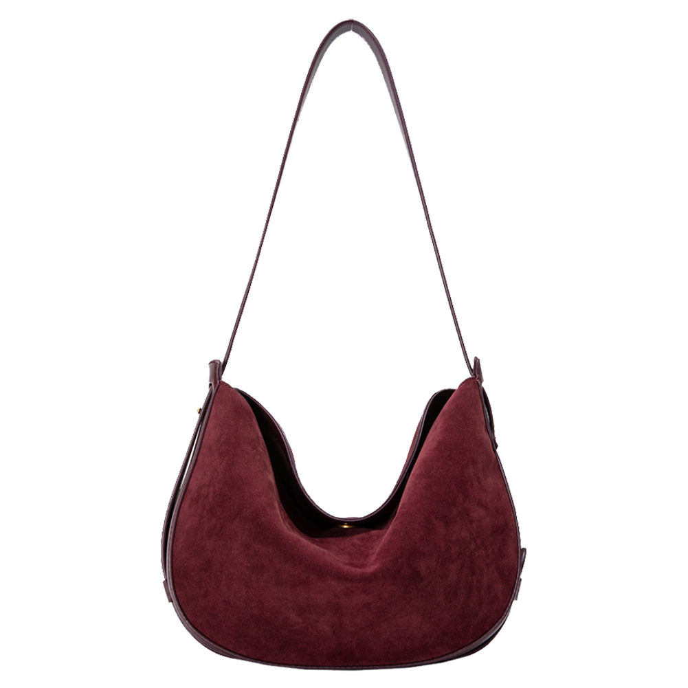 Women Suede Underarm Bag Magnetic Closure Crescent Bag Retro Crossbody Bag Hobo Bag for Work Travel Shopping