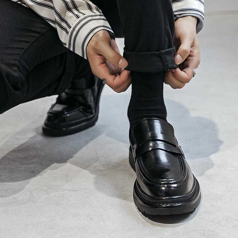 Men Dress Shoes Spring Autumn Casual Mens Shoes New Bean Shoes Mens One Step Leather Shoes Le Fu Shoes Trendy 241009