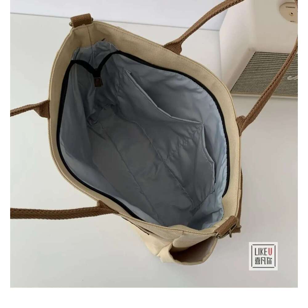 Japanese Multi-pocket Handbag Large-capacity Canvas Tote Simple School lady bag One-shoulder Men's and Women's Messenger Bag