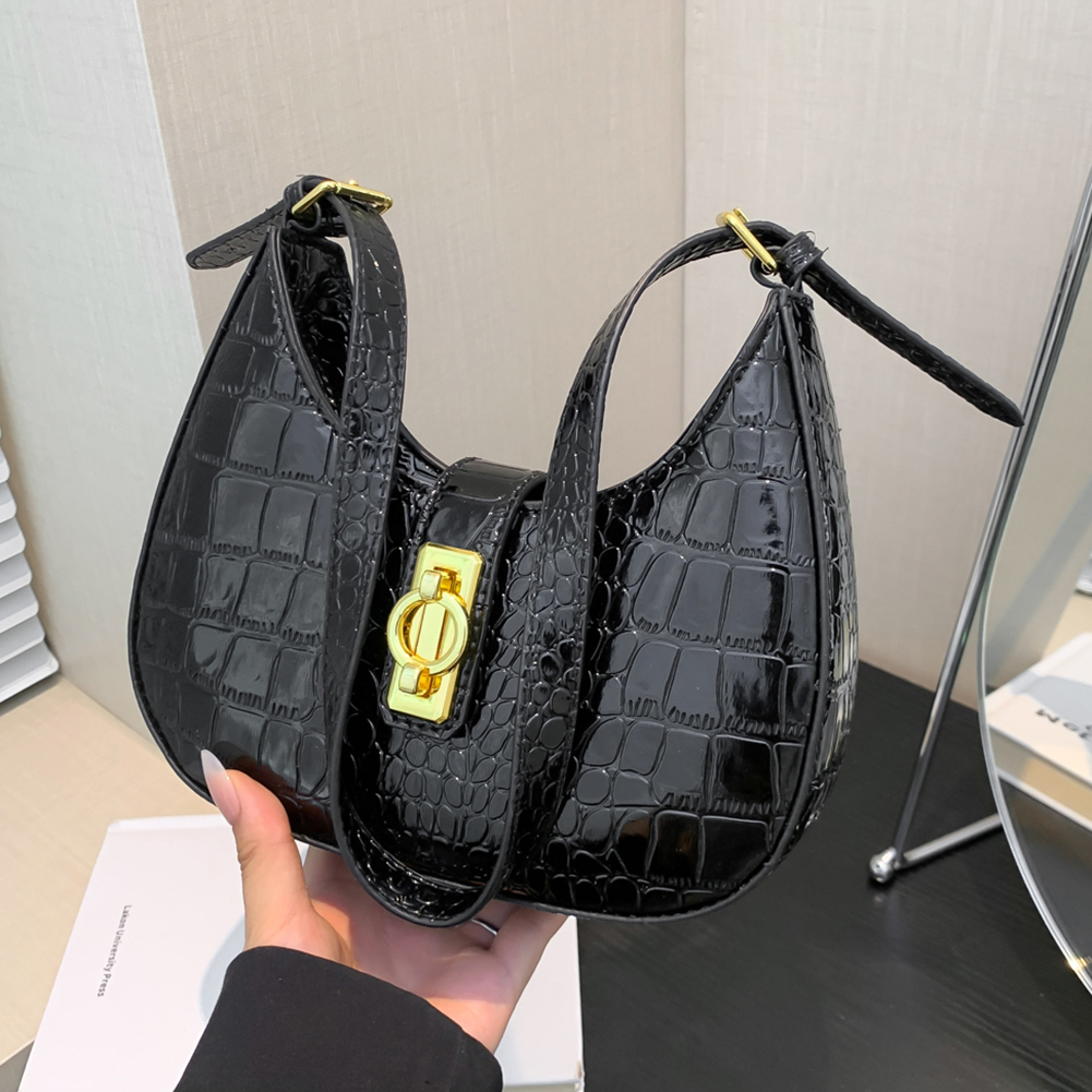 Crossbody Bag PU Leather Zipper Handbag for Women Adjustable Shoulder Strap Underarm Bag Clutch Purse Tote Purse