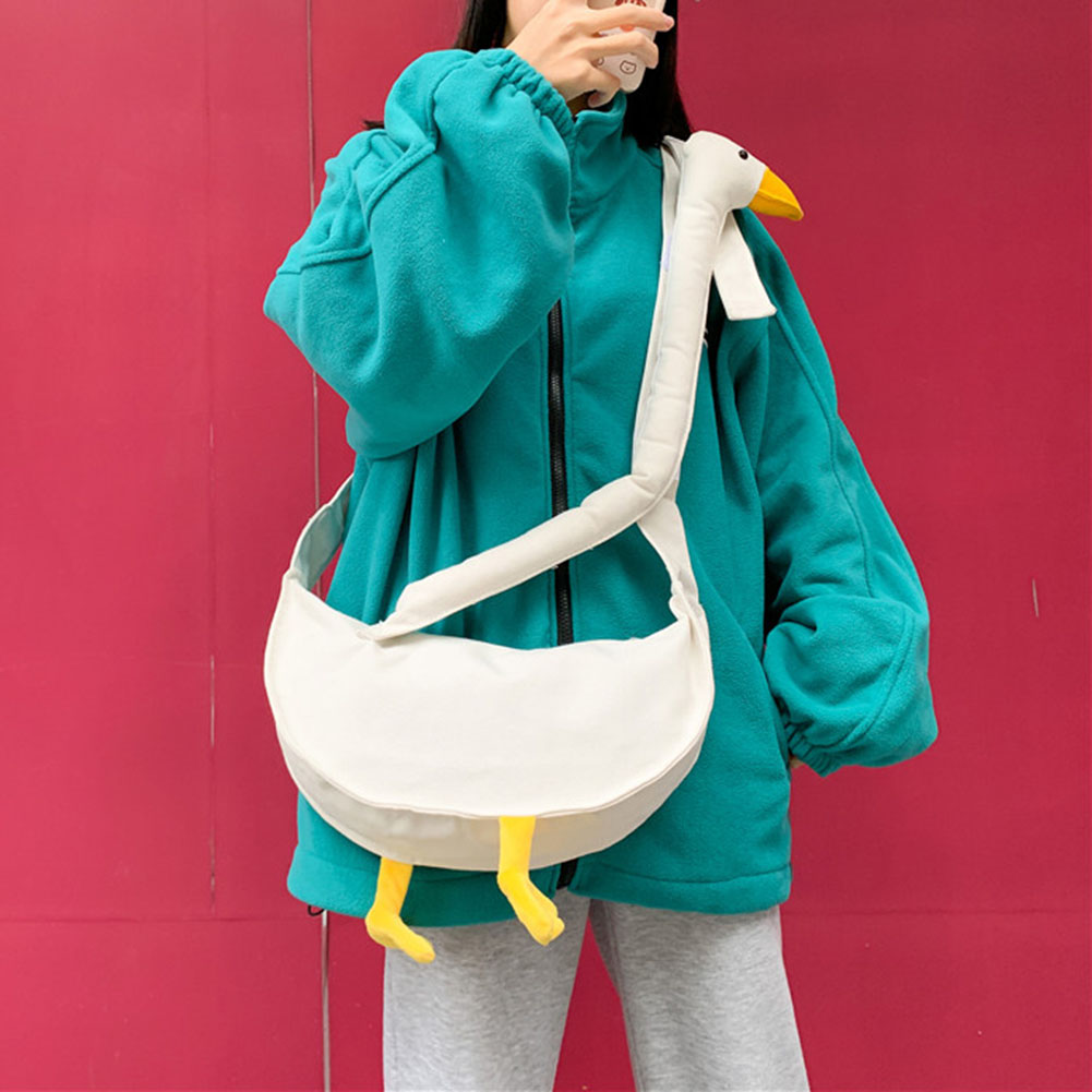 Women Silly Goose Bag Adjustable Strap Canvas Goose Crossbody Bag Large Capacity Goose Animal Satchel Bag Daily Bag for Girls