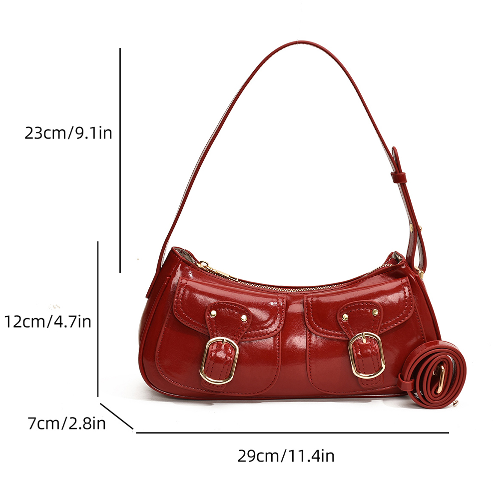 Fashion Leather Shoulder Armpit Bag PU Leather Crossbody Bag Female Simple Small Pocket Design Underarm Handbags and Purses