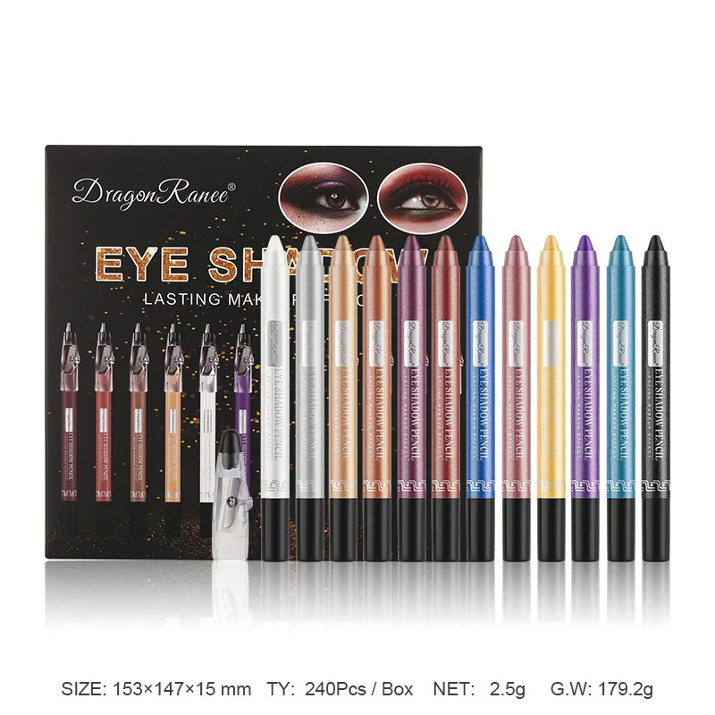 12 pieces/set durable anti sweat eyeliner eye shadow pencil set durable eyeliner pigment waterproof eye shadow makeup tool 241107
