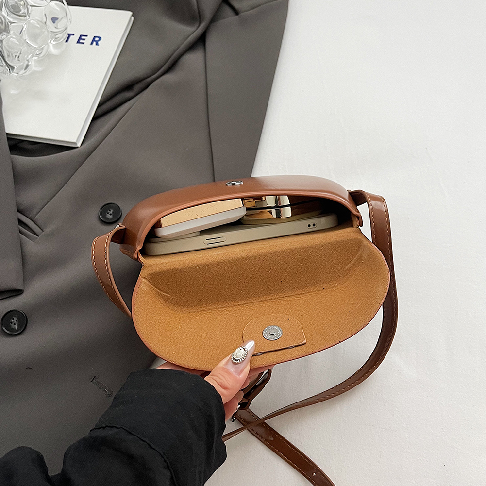 Women Saddle Messenger Bag PU Leather Simple Satchel Bag Adjustable Strap Luxury Hobo Bag Daily Bag for Female