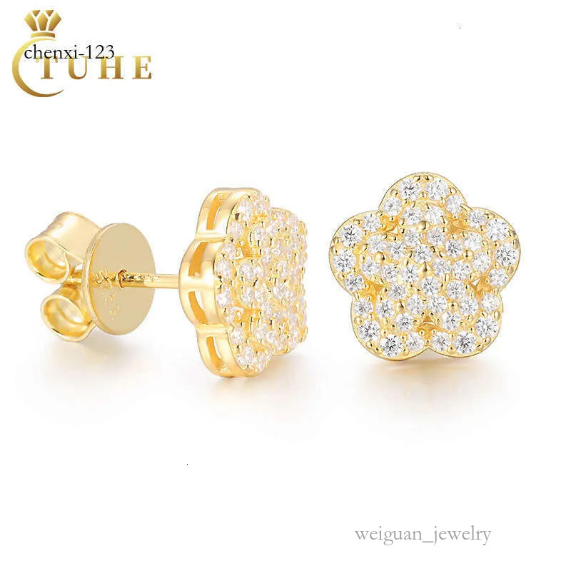 Pass Tester Sterg Sier Fine Jewelry Gold Plated Vvs Moissanite Jewellery Dia Stud Earrings