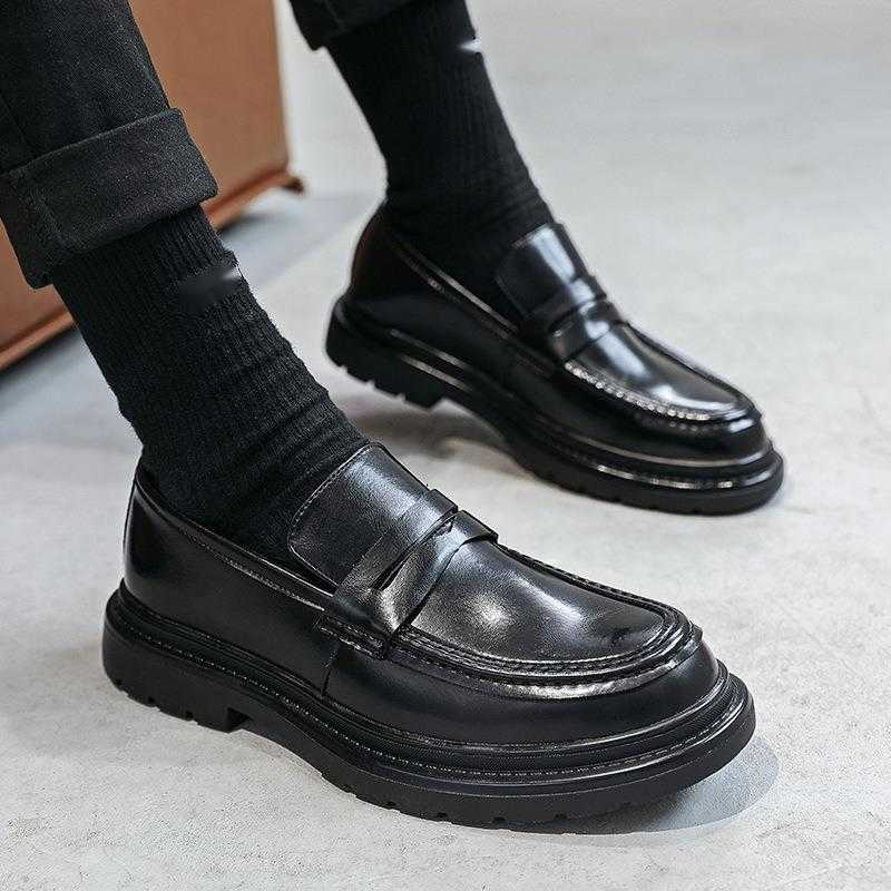 Men Dress Shoes Spring Autumn Casual Mens Shoes New Bean Shoes Mens One Step Leather Shoes Le Fu Shoes Trendy 241009