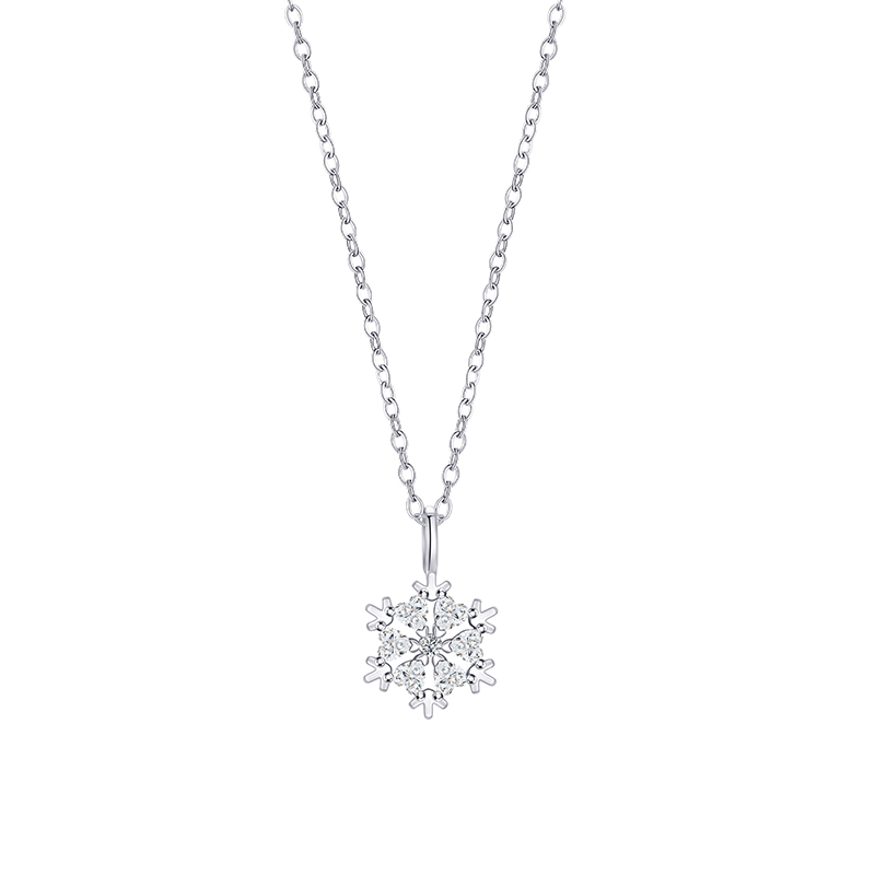 Elegant Winter Wonderland Necklace for Her - Snowflake Charm with Full Zirconia Embellishments