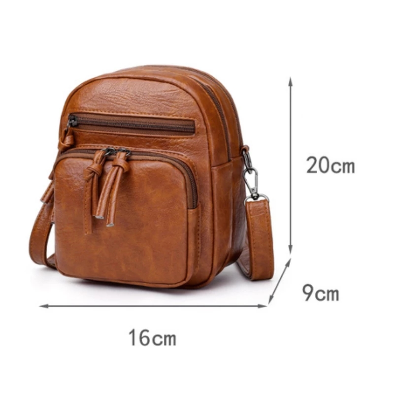Dropshpping New Vintage Crossbody Bags for Women Double Compartments Shoulder Bag Soft PU Leather Handbag Large Capacity