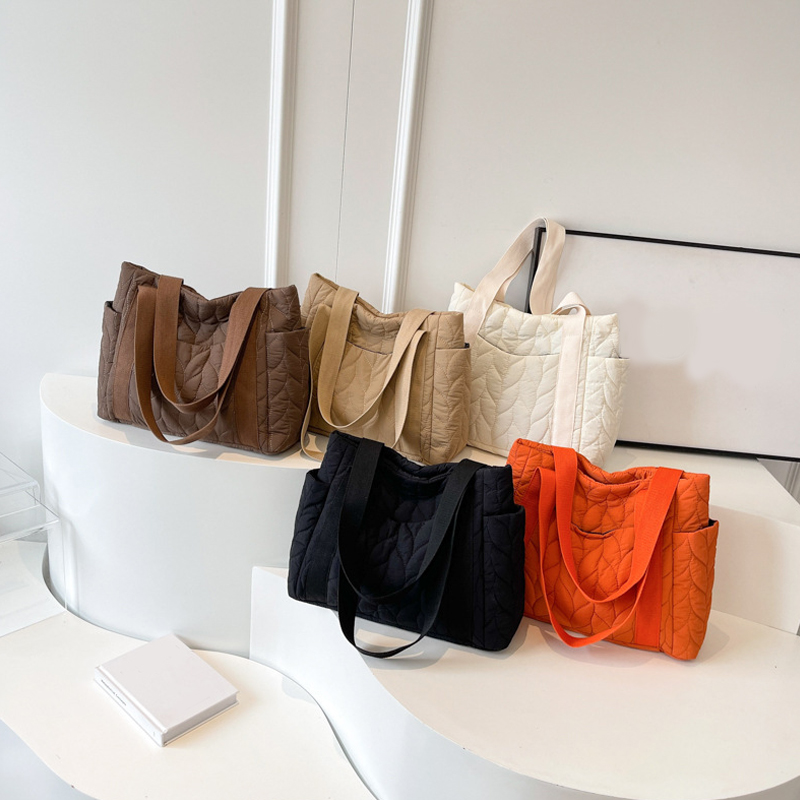 Quilted Padded Tote Bag for Women Shoulder Bag Nylon Handbag Large Handbag Down Satchel Bag Top Handle Bag Travel Bag 2024