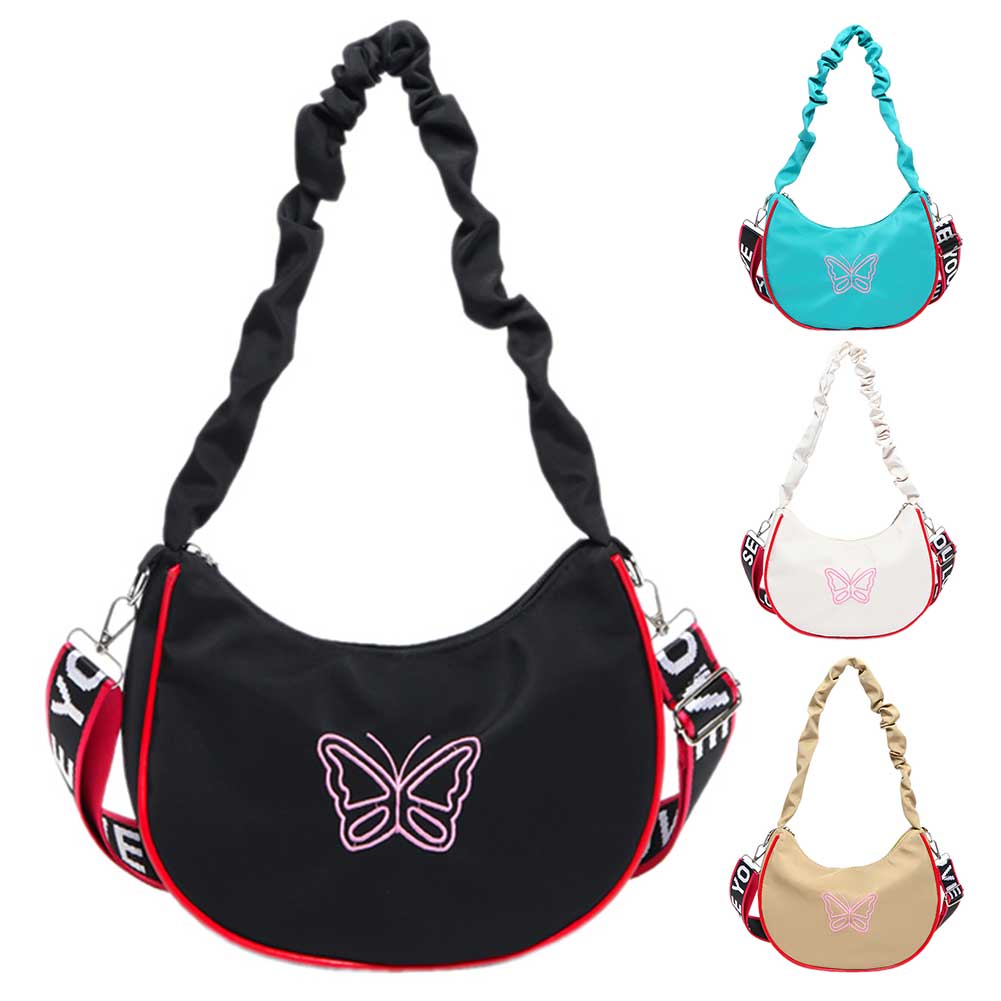Butterfly Crescent Shoulder Bag Y2k Trendy Crossbody Bag Casual Underarm Bag with Adjustable Strap for Women Girls