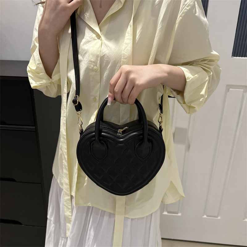 Heart Shape Satchel Crossbody Purse PU Leather Fashion Handbag Zip Around Top Handle Bag for Women